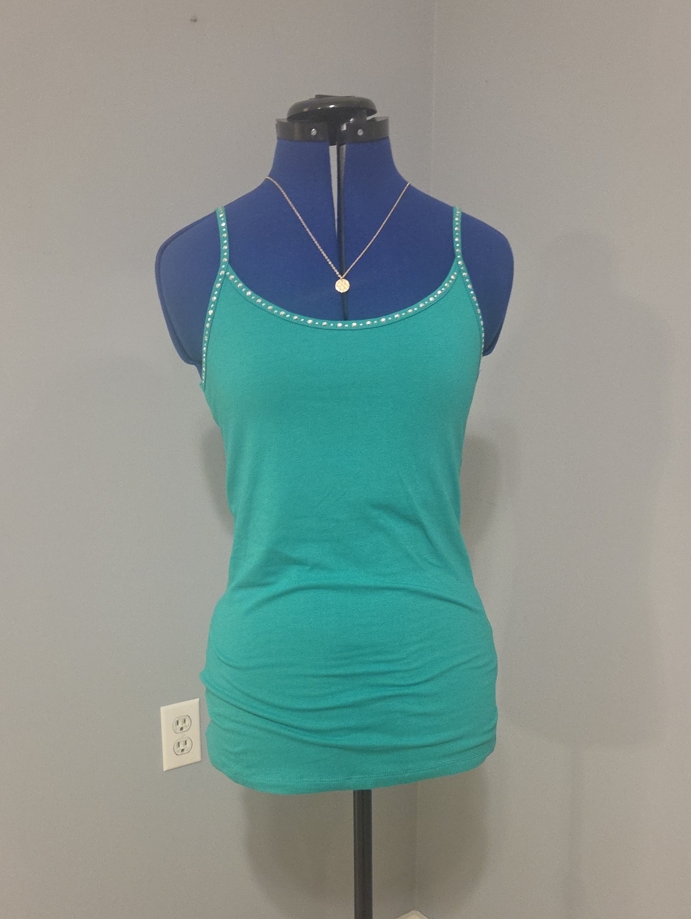Green Camisole with Studdd Neckline